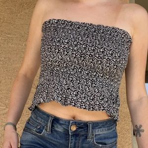 American Eagle Blue/White floral tube top Size XS